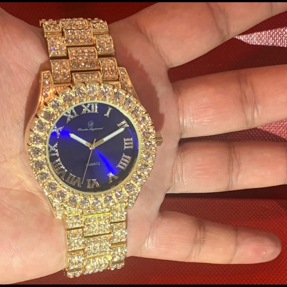 Charles&Raymond Accessories 4k Gold Plated Fully Iced Lab Diamond